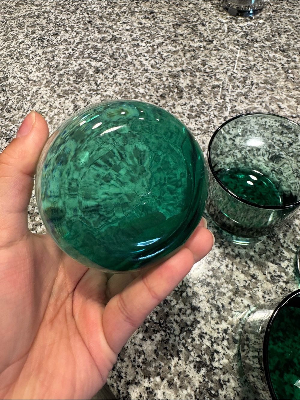 Set of 6 Emerald Green Glass Tumblers - Home Dining Drinkware - Picture 3 of 5